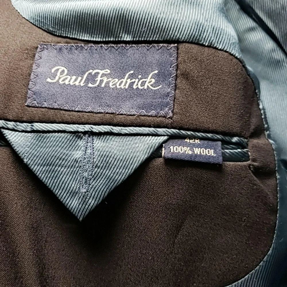 Paul Fredrick Suit Jacket Mens 42 Blue 100% Wool 2 Button Notch Lapel Chile